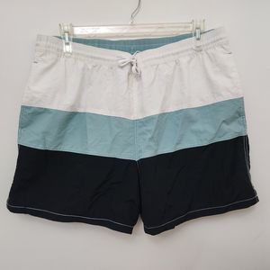 GOODFELLOW Men's Black Blue White Swim Shorts Back Pocket Size XL